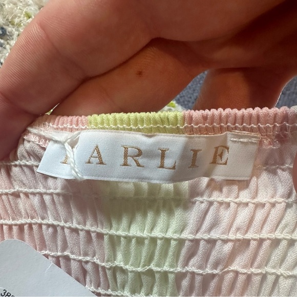 Karlie Pastel Stripe Tiered Midi Dress. Pink and White. Size: Medium. - Picture 9 of 11